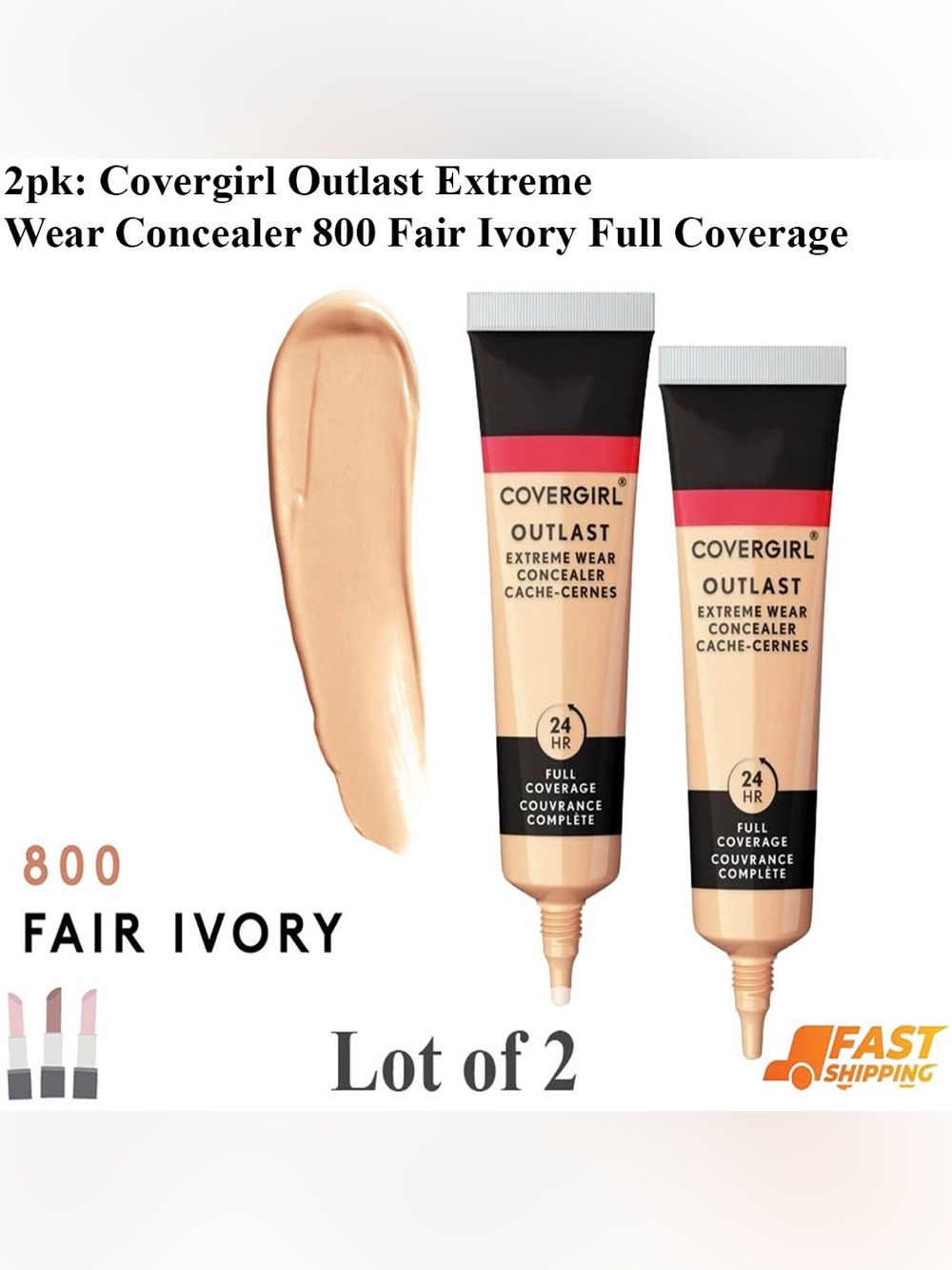 2pk: Covergirl Outlast Extreme Wear Concealer - 800 Fair Ivory